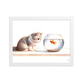 Load image into Gallery viewer, Cuadro enmarcado infantil Gatito y Pez
