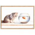 Load image into Gallery viewer, Cuadro enmarcado infantil Gatito y Pez
