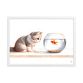 Load image into Gallery viewer, Cuadro enmarcado infantil Gatito y Pez
