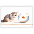 Load image into Gallery viewer, Cuadro enmarcado infantil Gatito y Pez
