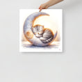 Load image into Gallery viewer, Kitten sleeping on the moon print
