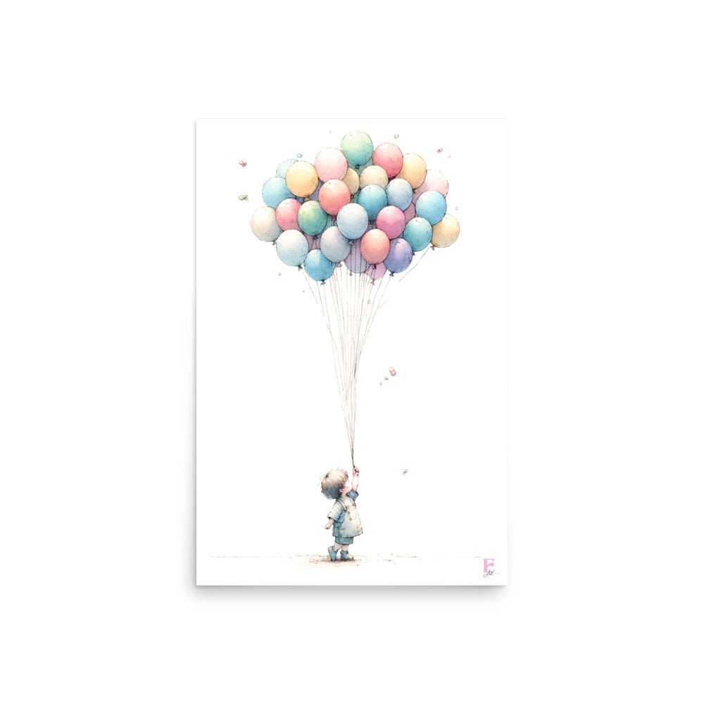 cuadro infantil niño con globos