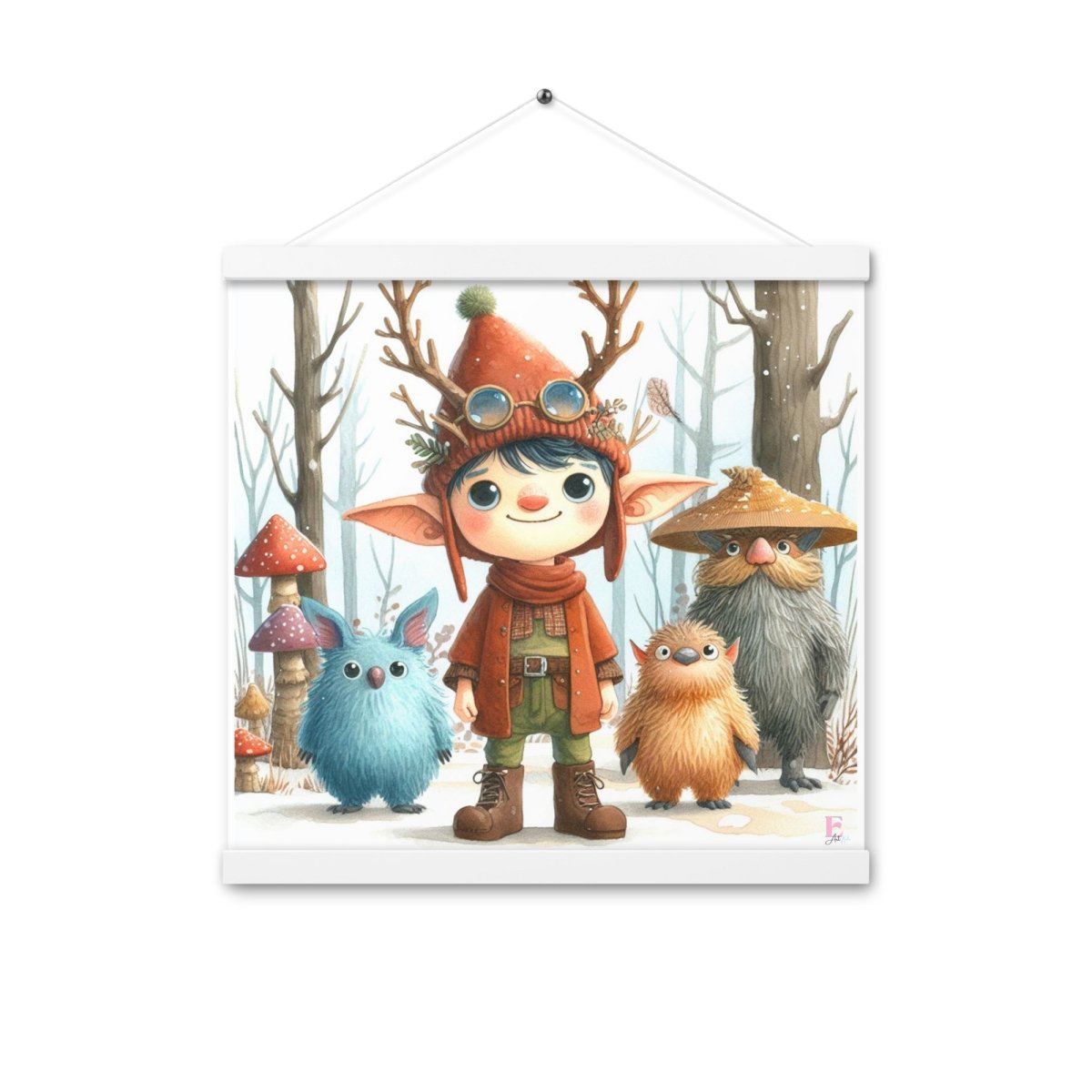 Poster Colgador Duende rojo del bosque