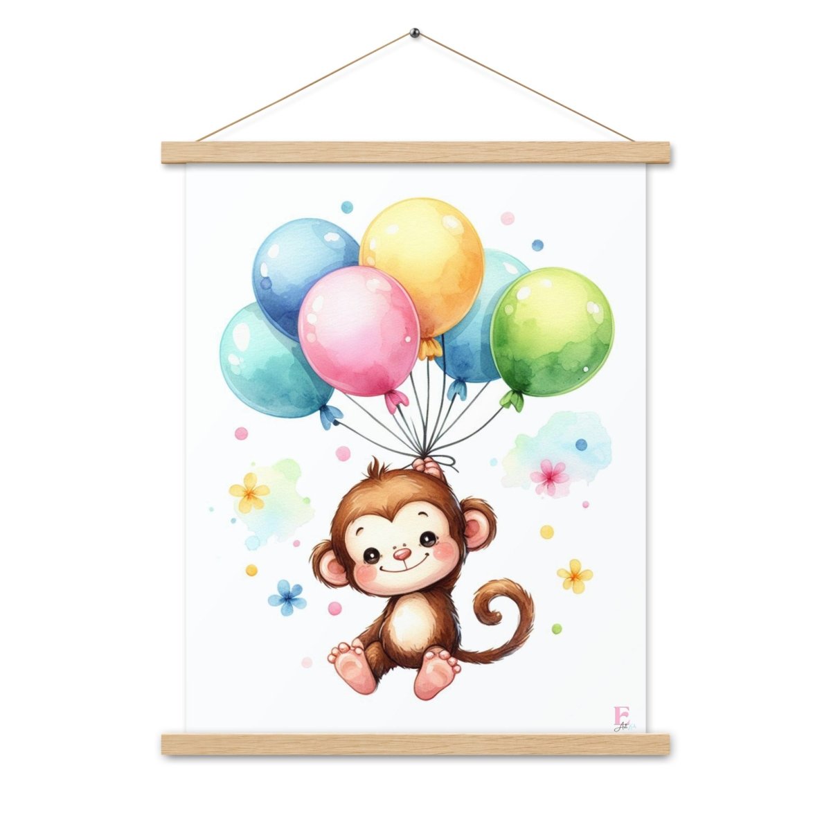 Poster colgador Monito con globos